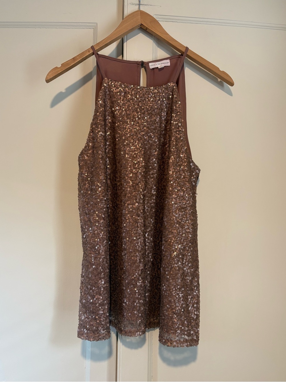 Coco + Jaimeson High Neck Bronze Sequin Front Tank